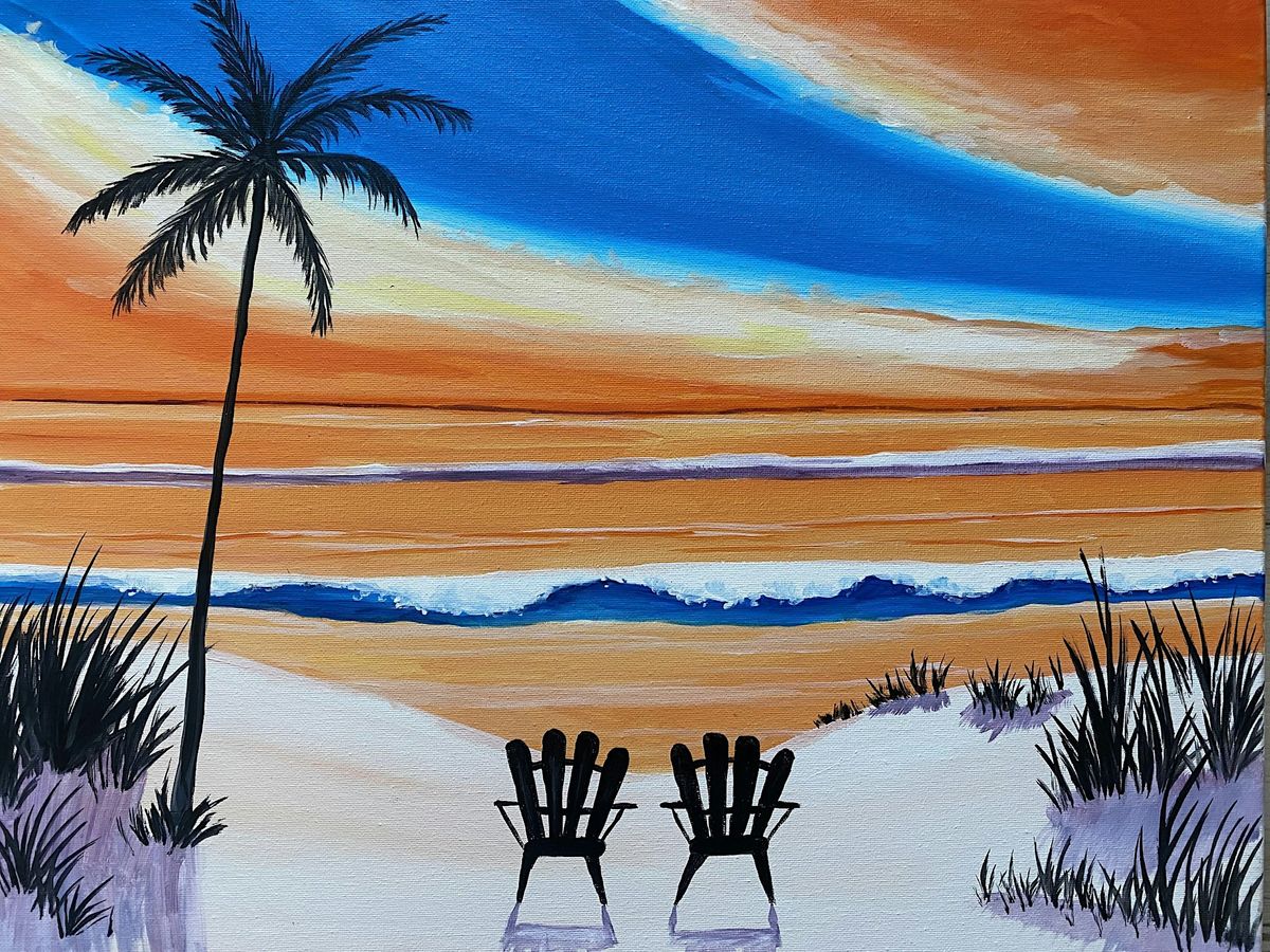 Relaxing on the Beach Paint and sip