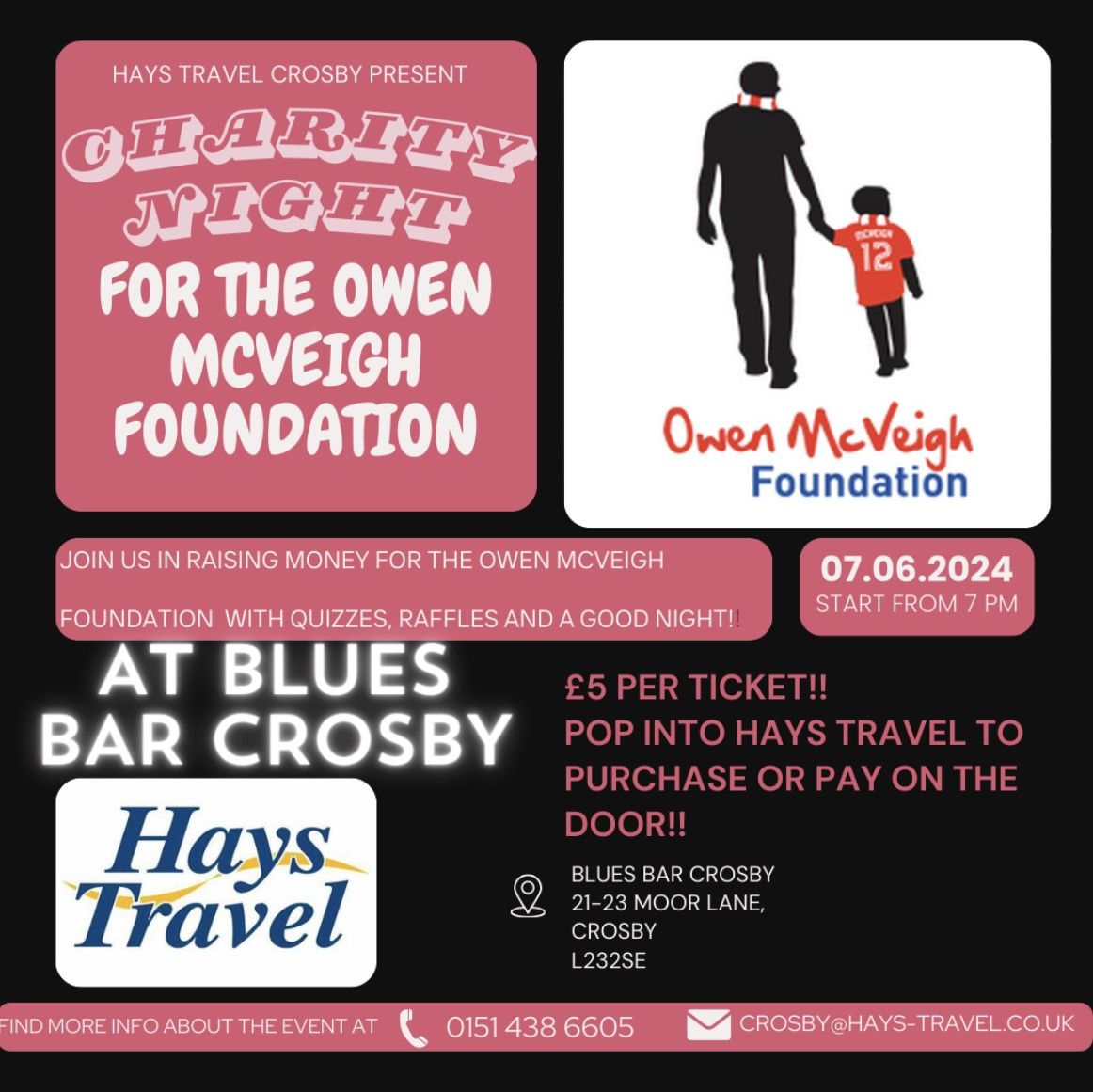 Hays Travel Crosby Charity Night For Owen Mcveigh Foundation