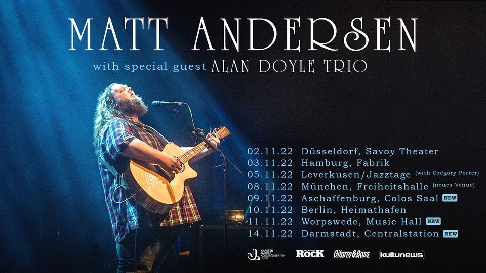 Matt Andersen w\/ Alan Doyle Trio \/\/ Berlin (2. Neuer Termin)