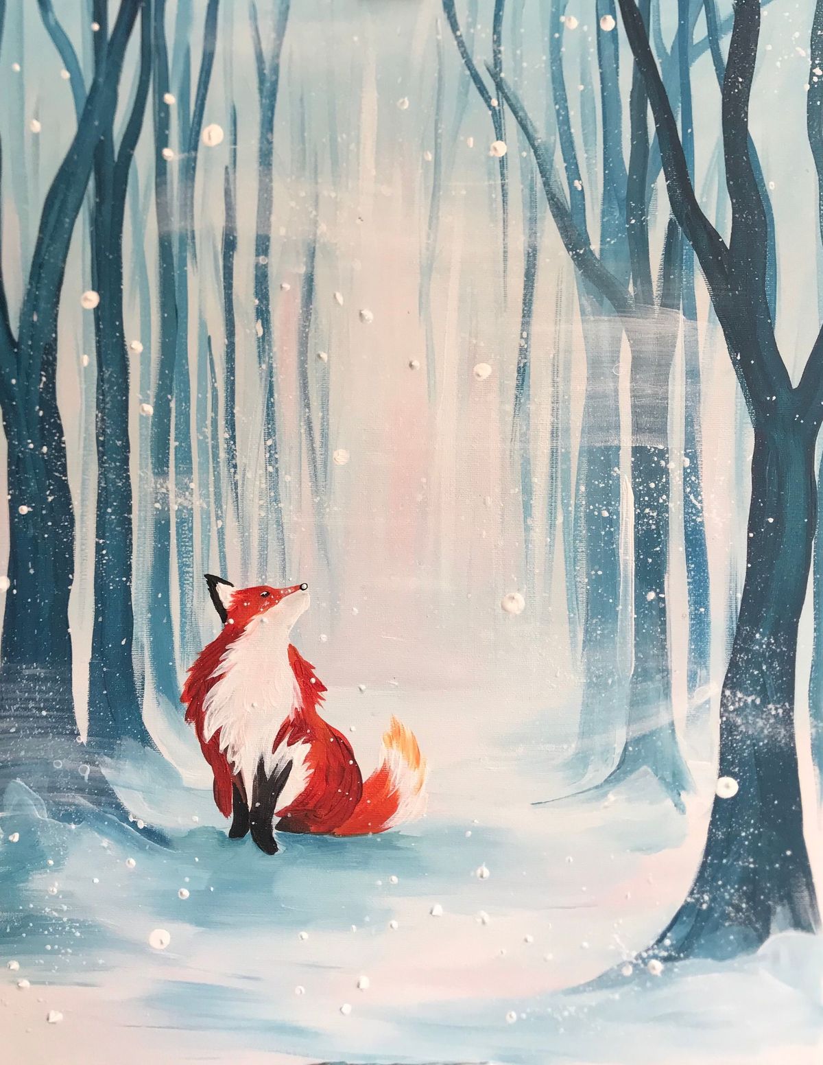 Join Brush Party to paint the super wintry 'Into the Woods' in Woodstock