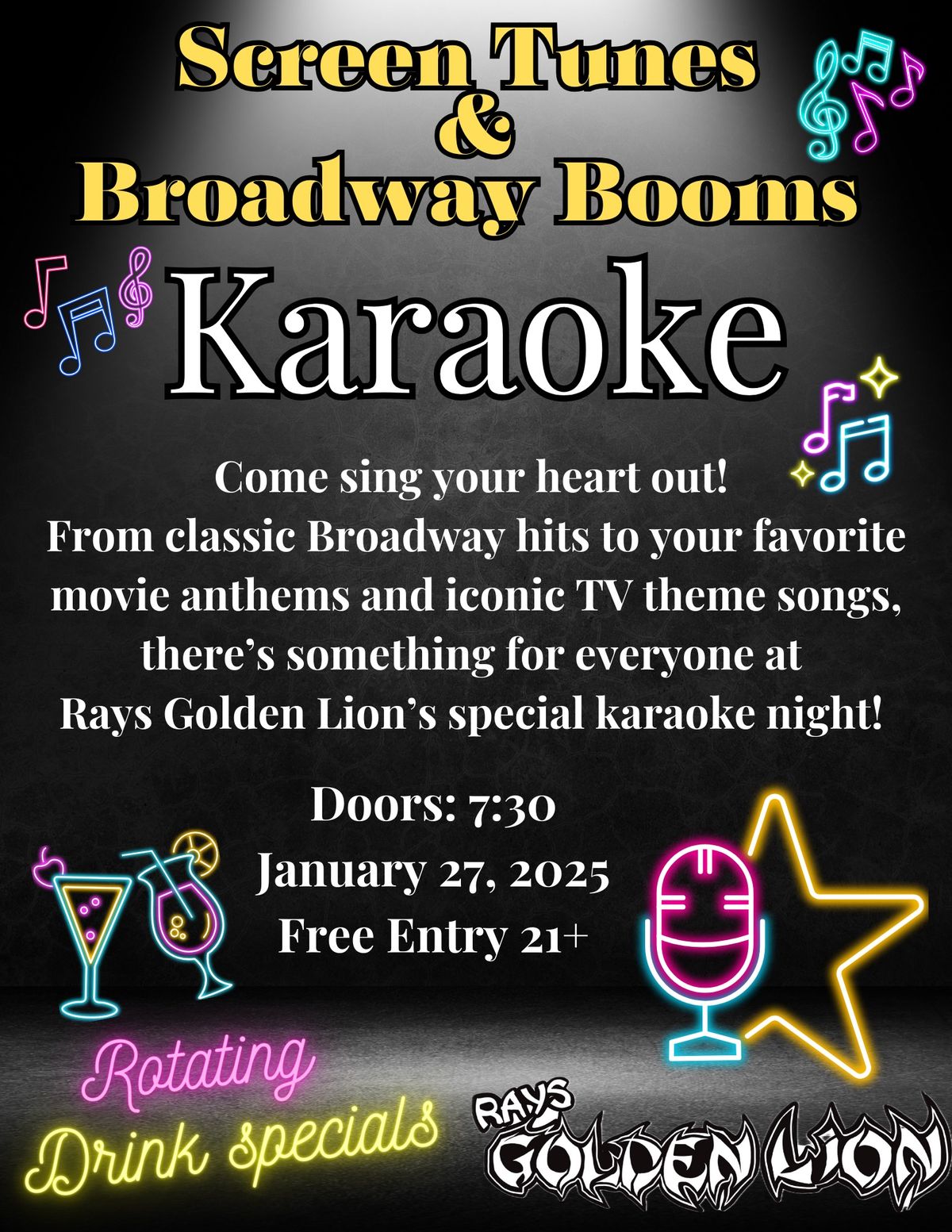 Screen Tunes and Broadway Booms Karaoke 