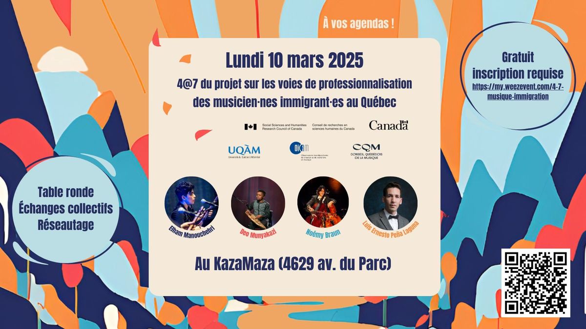 4@7 du projet sur les voies de professionnalisation des musicien\u00b7nes immigrant\u00b7es au Qu\u00e9bec