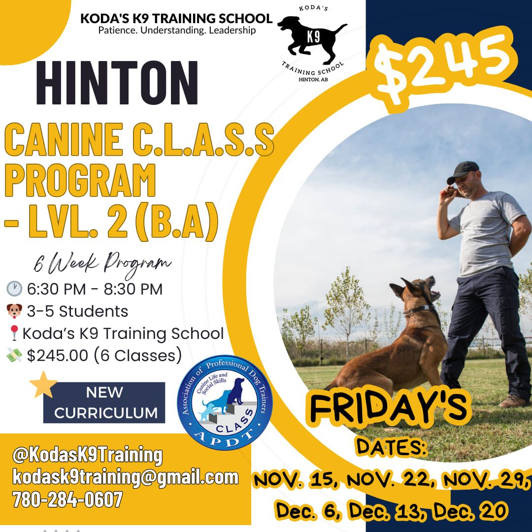 CANINE C.L.A.S.S. PROGRAM - LVL 2 (B.A.)