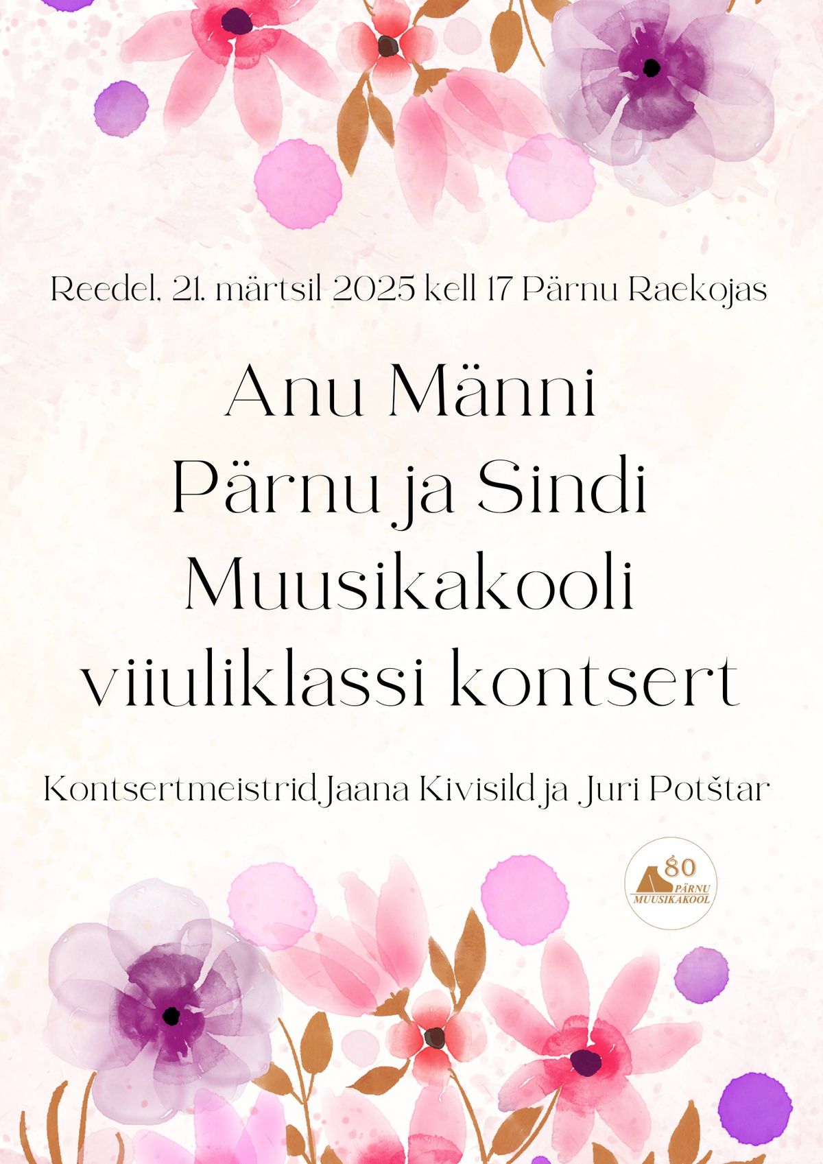 Anu M\u00e4nni P\u00e4rnu ja Sindi Muusikakooli viiuliklassi kontsert