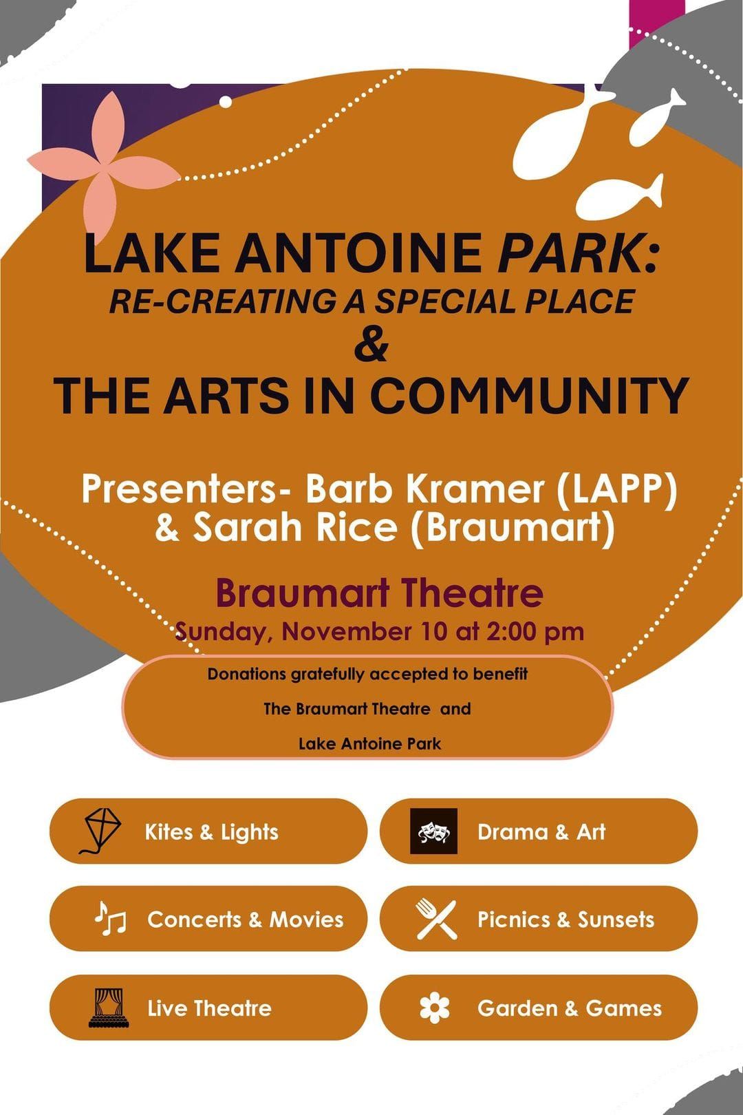 Lake Antoine Park: Recreating a Special Place & The Arts in Community Presentation