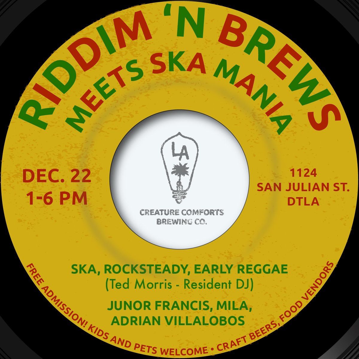 Riddim N Brews Meets Skamania @ Creature Comforts | DTLA | FREE