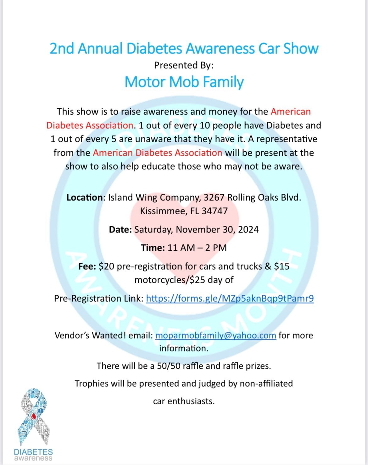 2nd Annual Diabetes Awareness Car Show 