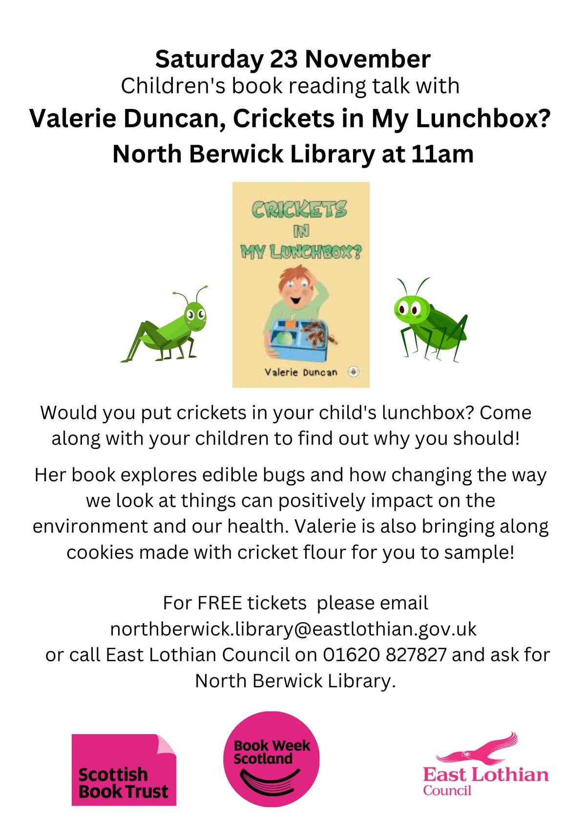 'Crickets in My Lunchbox?' interactive children's talk with author Valerie Duncan