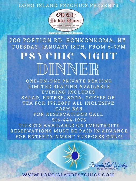 Psychic Night Dinner with Brenda Lee, Old City Public House, Ronkonkoma ...