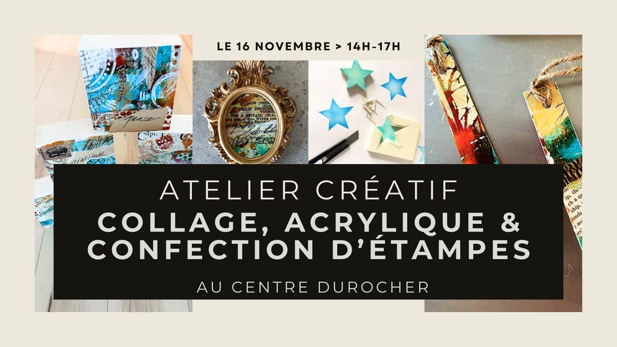 Atelier collage, acrylique et confection d'\u00e9tampes avec Maud Besson et Sylvie Milman