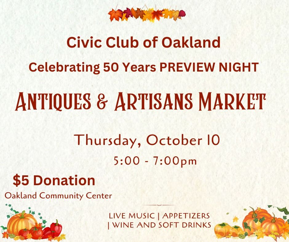 Antiques & Artisans Market - 50TH ANNIVERSARY CELEBRATION & PREVIEW NIGHT