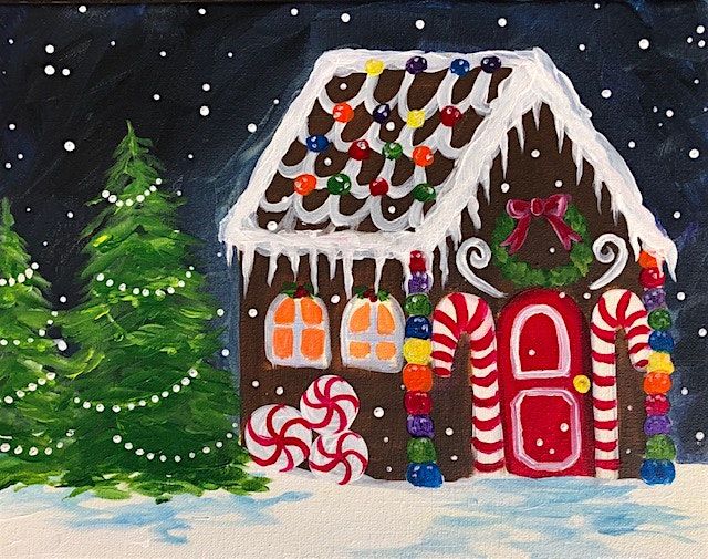 Let\u2019s build a Gingerbread house at this fun interactive paint and sip paint