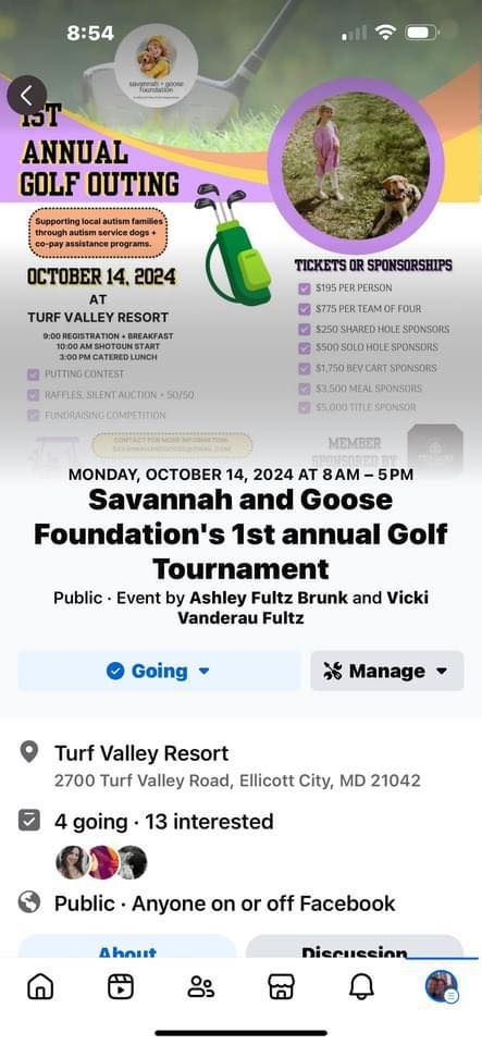 Golf Tournament for Savannah and Goose Foundation