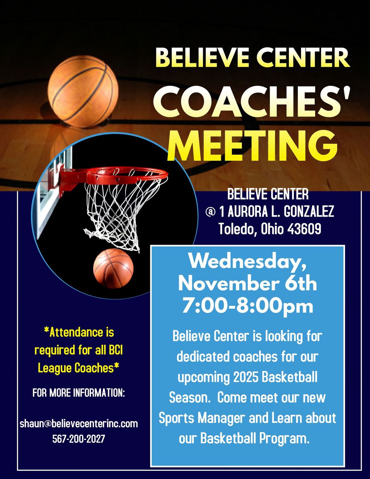 Believe Center Coaches Meeting