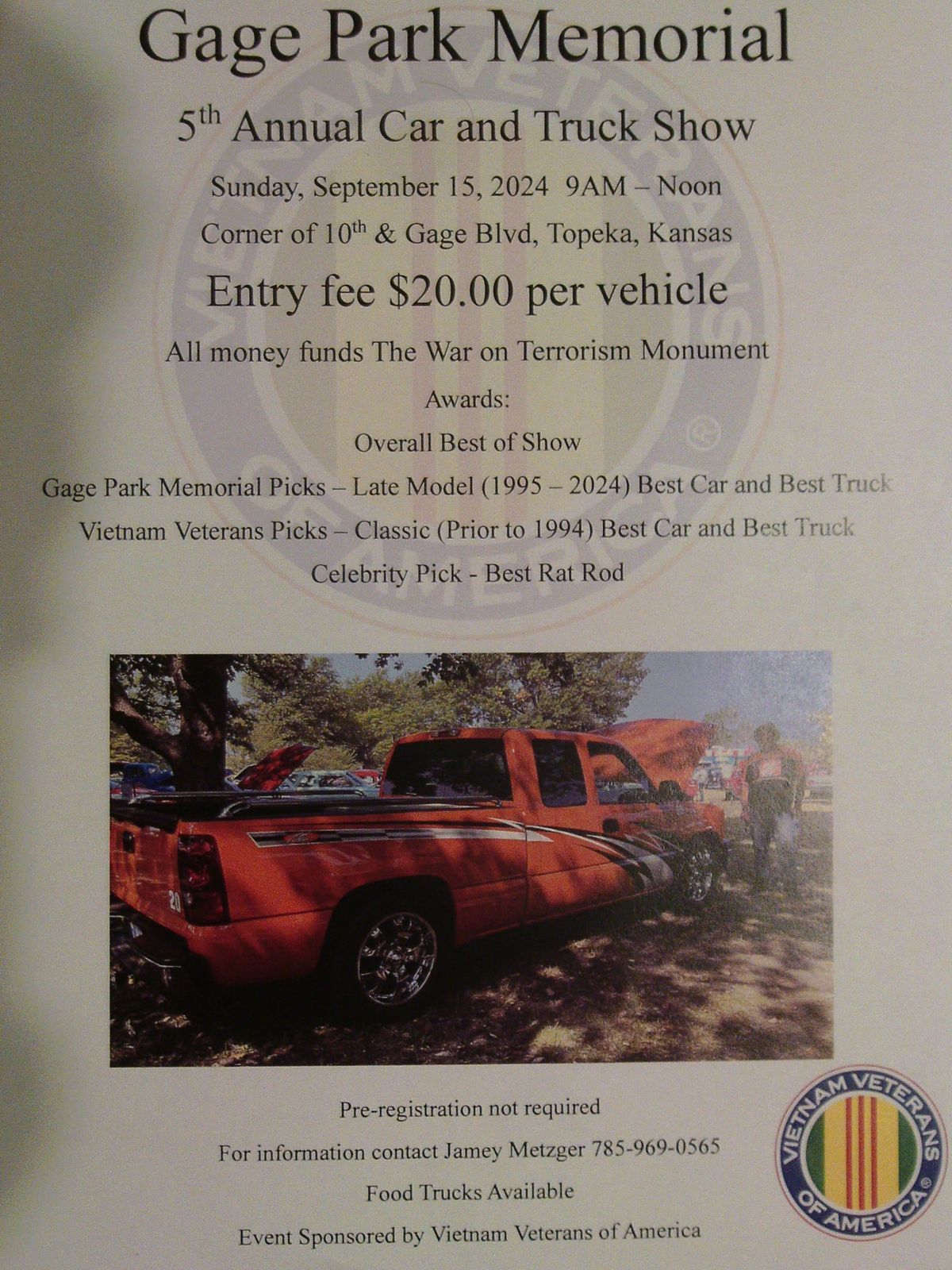 Gage Park Memorial 5th Annual Car and Truck Show