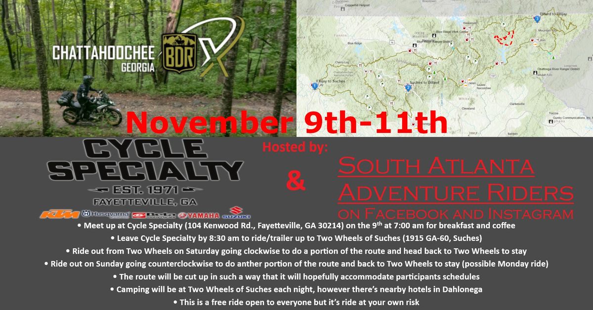 Chattahoochee BDR-X ride with Cycle Specialty and South Atlanta Adventure Riders!