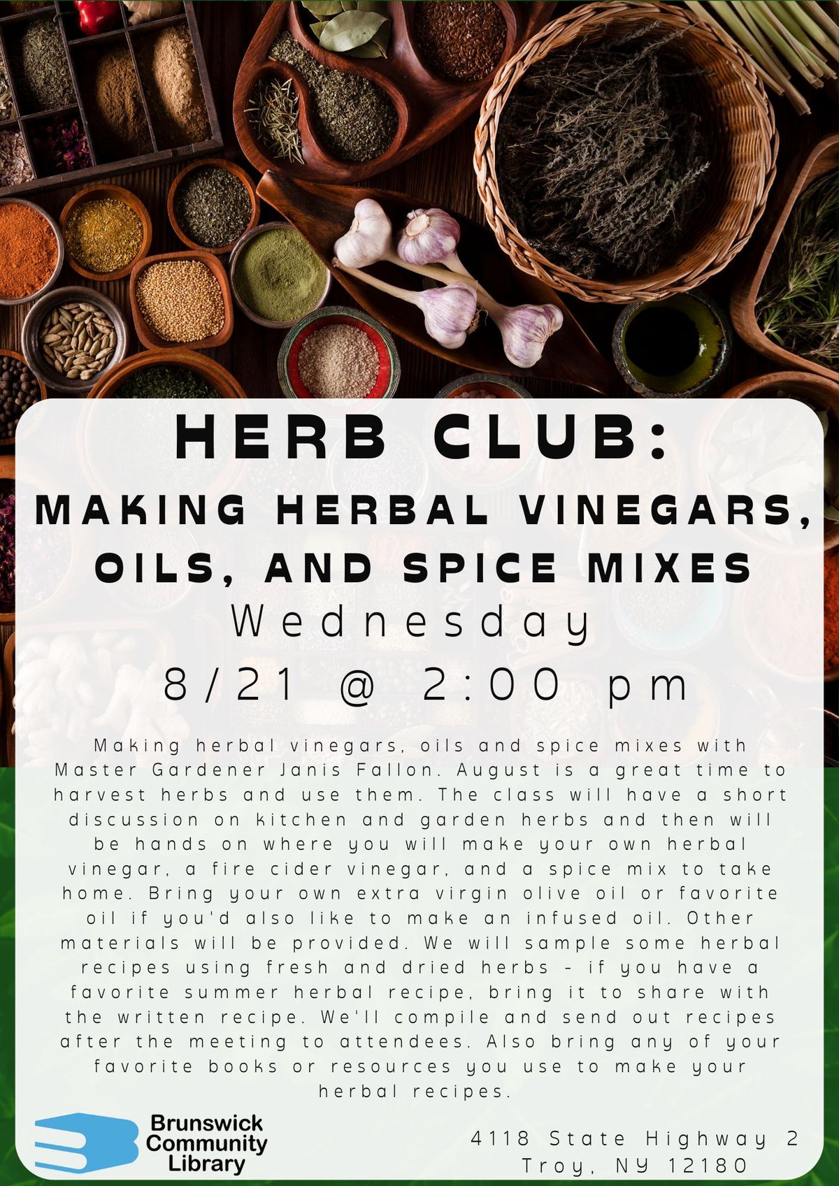Herb Club: Making Herbal Vinegars, Oils, and Spice Mixes