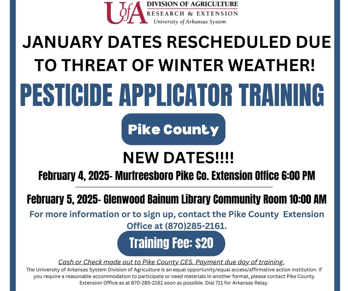 Pesticide Applicator Training Glenwood 