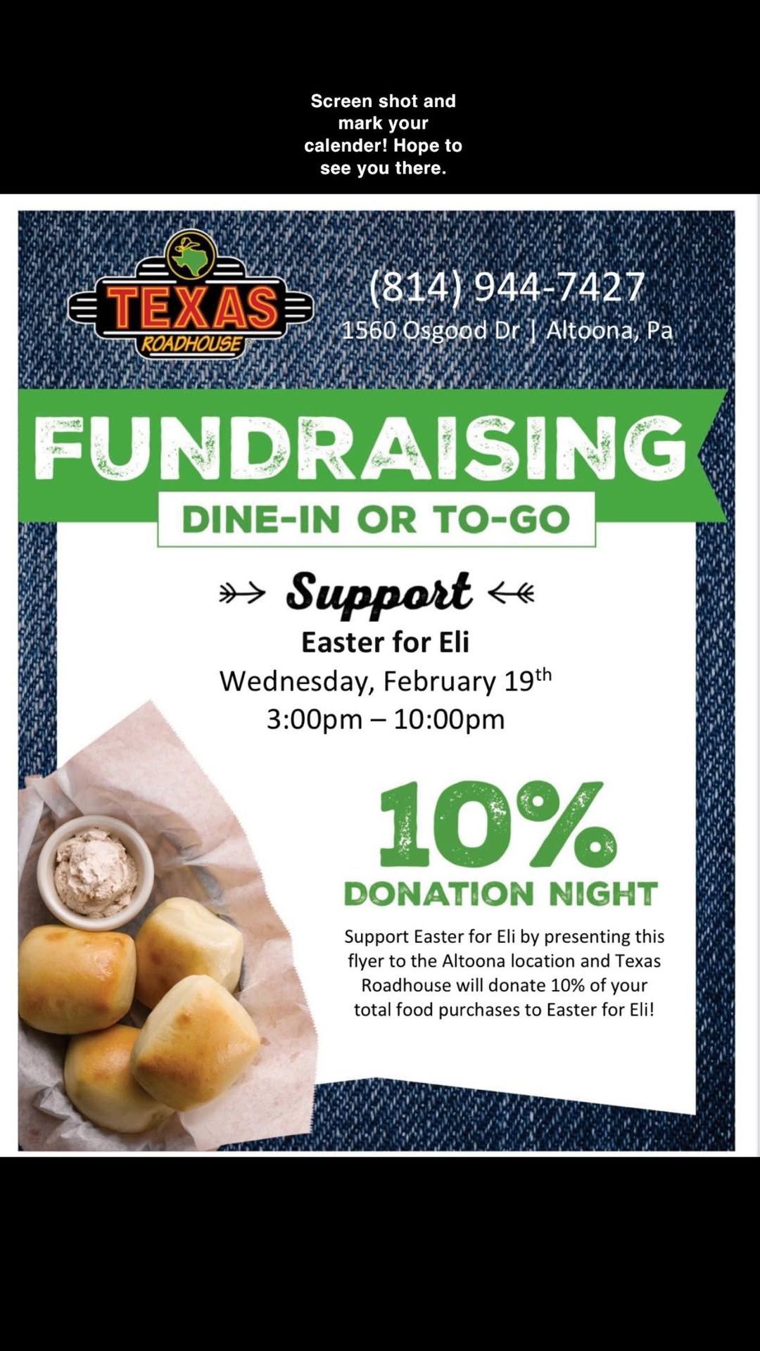 Easter for Eli Texas Roadhouse Event 