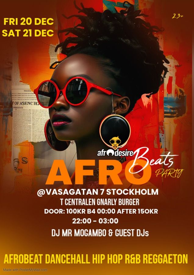 Afrobeat party Fri 20 & Sat 21 Dec @Vasagatan 7 Stockholm