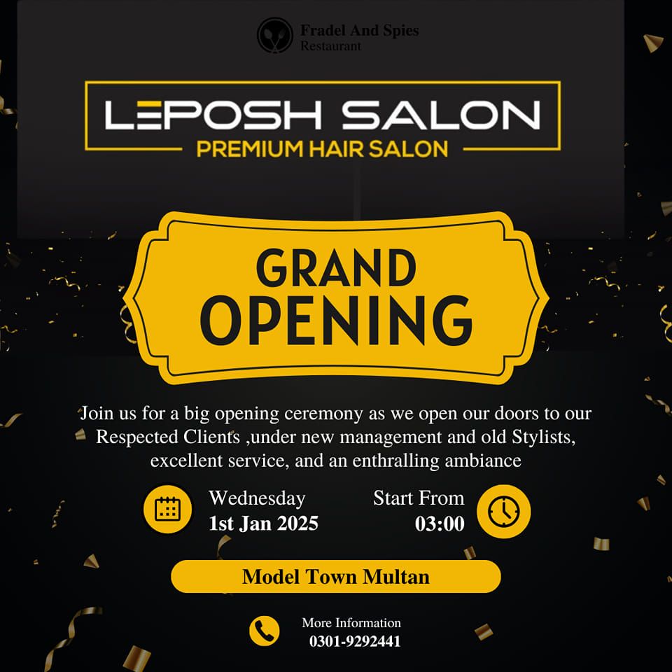 Le Posh Premium Hair Salon Multan Grand Reopening & Happy New Year 2025