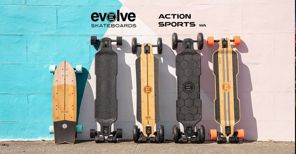 Try an Evolve electric skateboard in Perth, Action Sports W.A., Perth, 26 November 2022