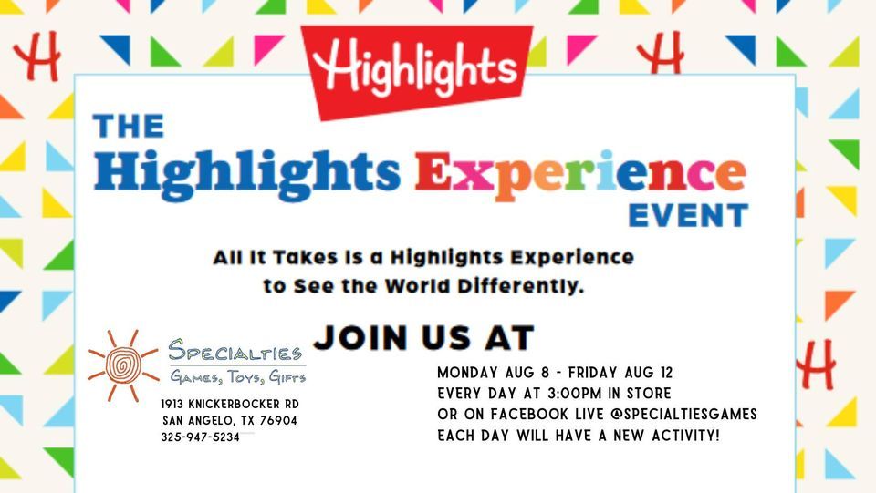 Highlights Week Make a Time Capsule, Specialties Games, Toys, Gifts