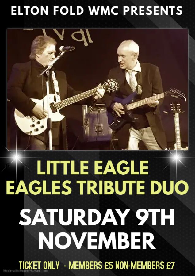 LITTLE EAGLE - EAGLES TRIBUTE DUO - TICKET ONLY - AVAILABLE NOW FROM BEHIND THE BAR!!