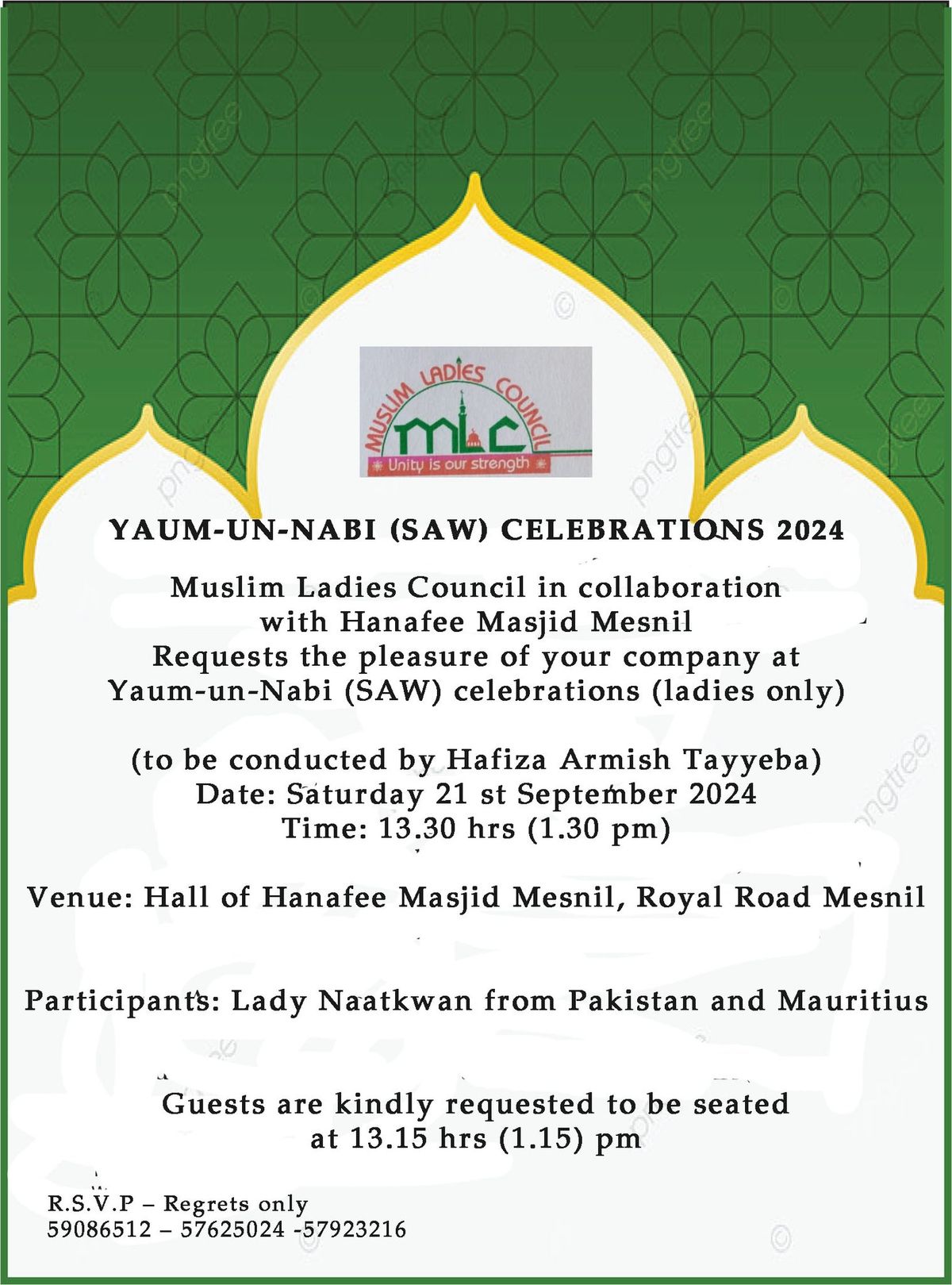 Yaum-un-Nabi (SAW) celebrations (ladies only)