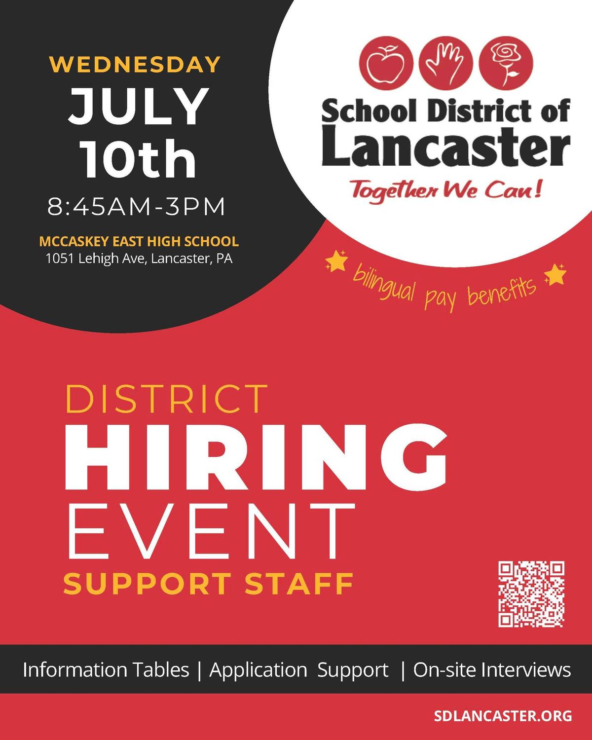 School District of Lancaster Support Staff Hiring Event 