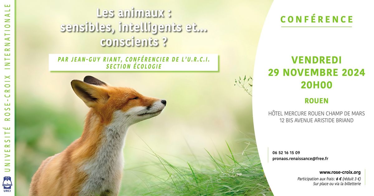 Conf\u00e9rence | Les animaux : sensibles, intelligents et... conscients ?