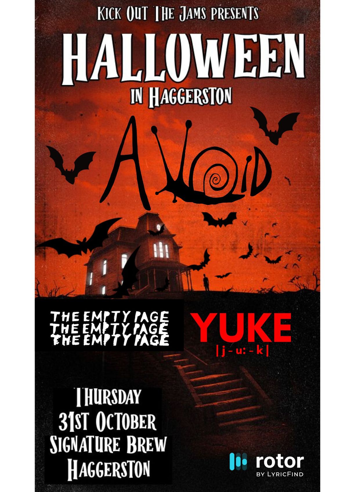 KOTJ x Rotor Videos present Halloween In Haggerston feat. A VOID + The Empty Page + YUKE