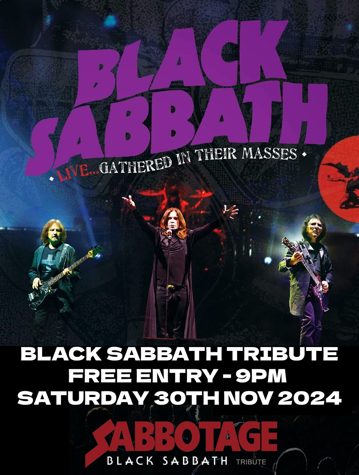 Sabbotage Tribute to Black Sabbath FREE ENTRY @ YE OLDE FOUNDRY