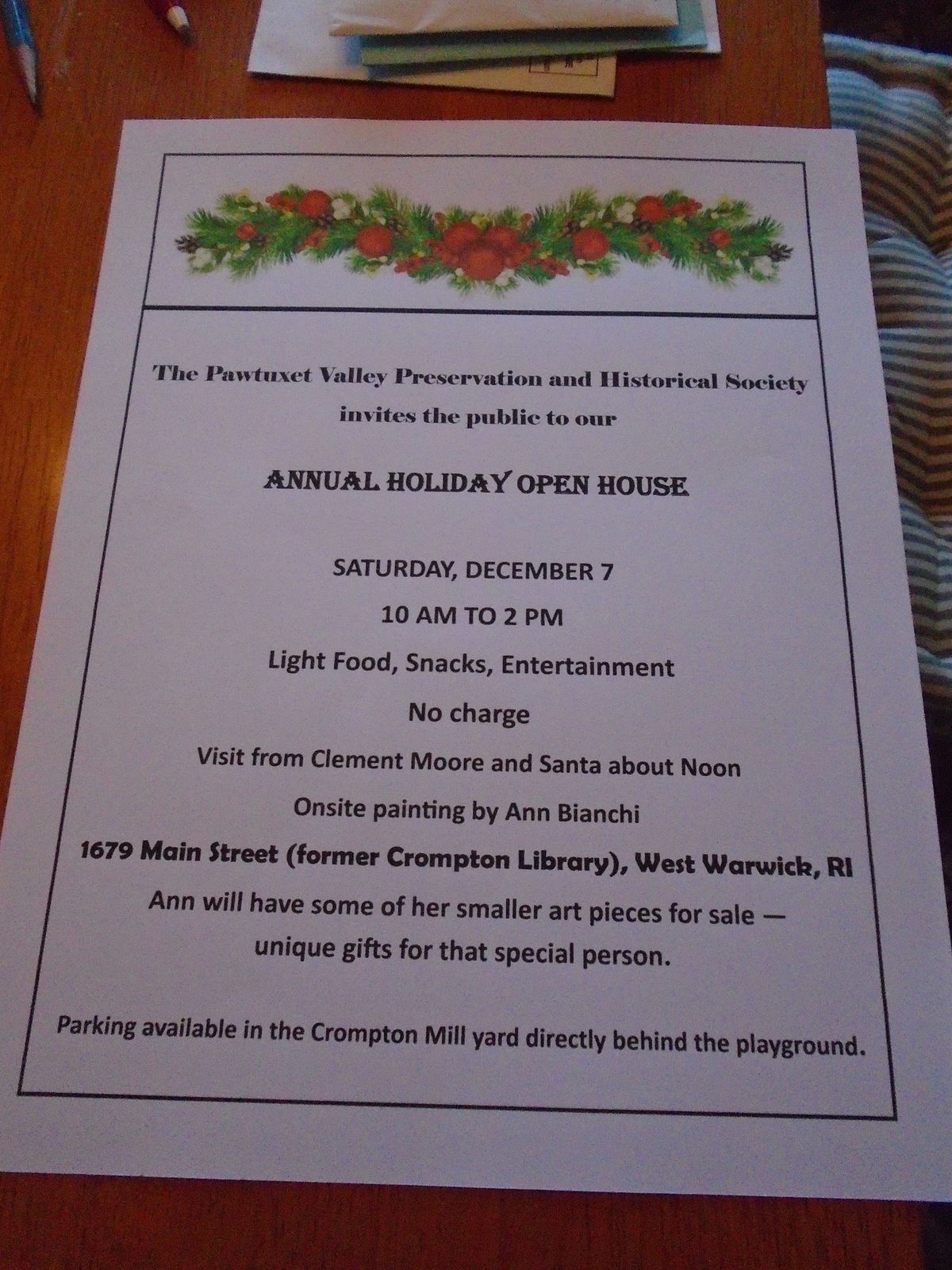 ANNUAL HOLIDAY OPEN HOUSE