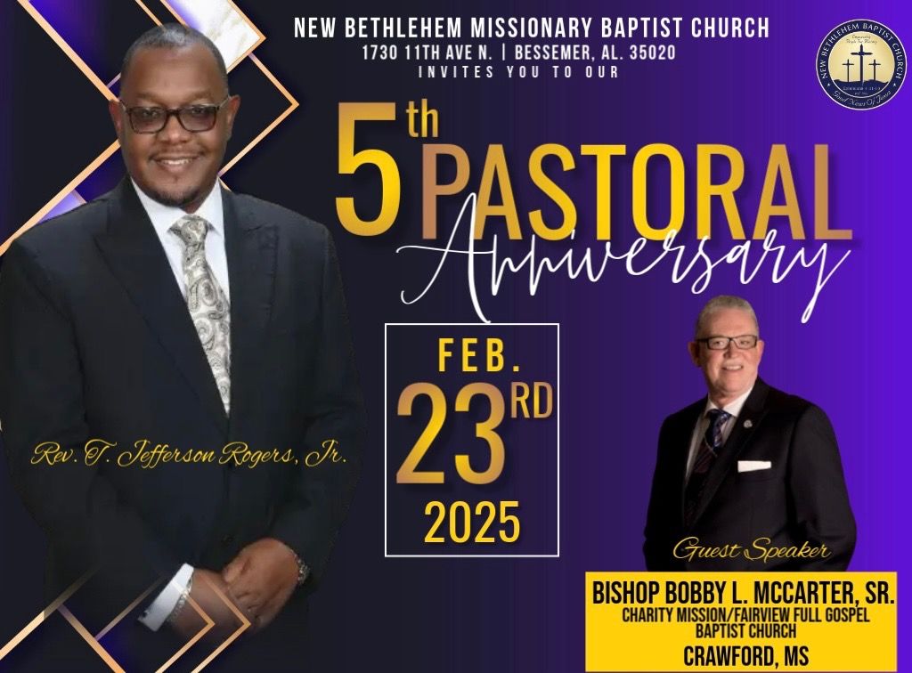 5th Pastoral Anniversary | Guest Speaker Bishop Bobby McCarter, Sr.