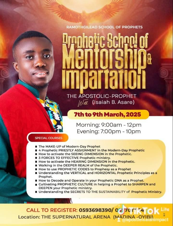 RAMOTHGILEAD SCHOOL OF PROPHETS PRESENTS , PROPHETIC SCHOOL OF MENTORSHIP AND IMPARTATION \ud83e\ude94