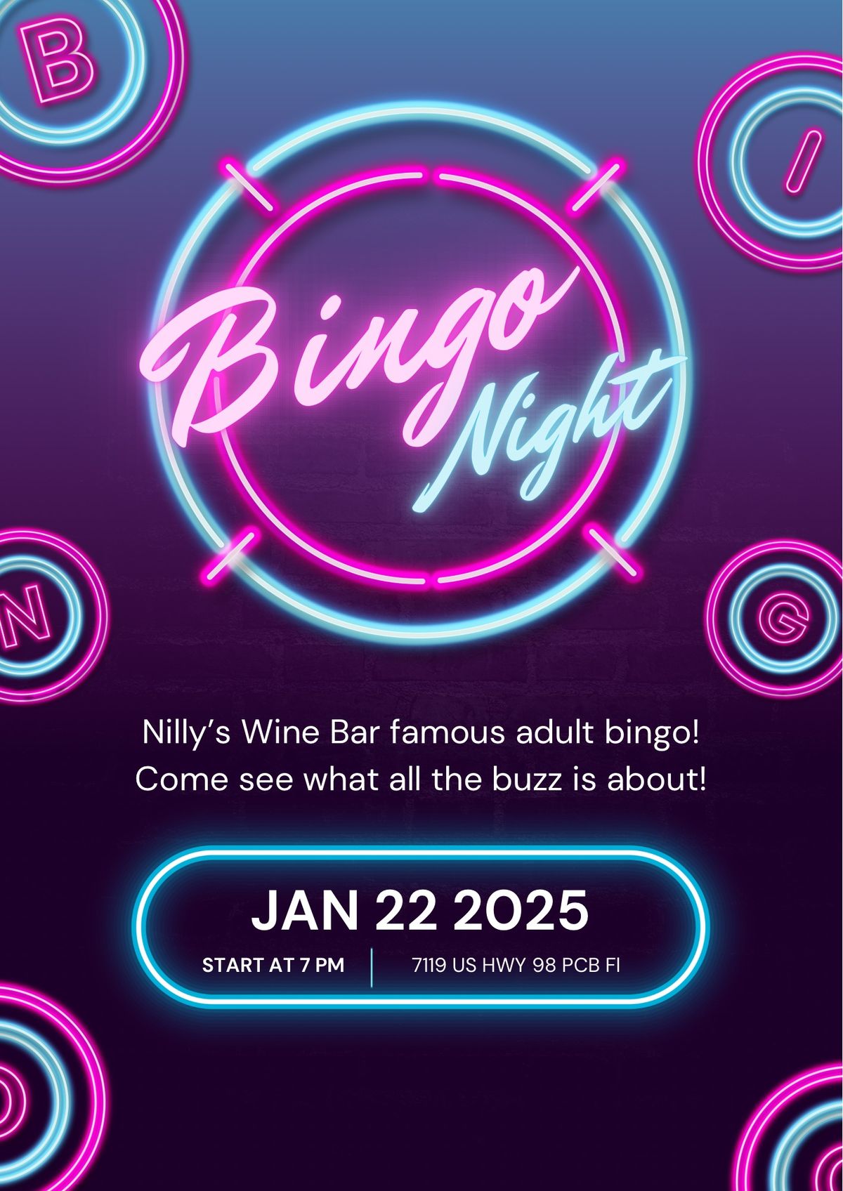 Adult Bingo Night at Nilly\u2019s Wine Bar