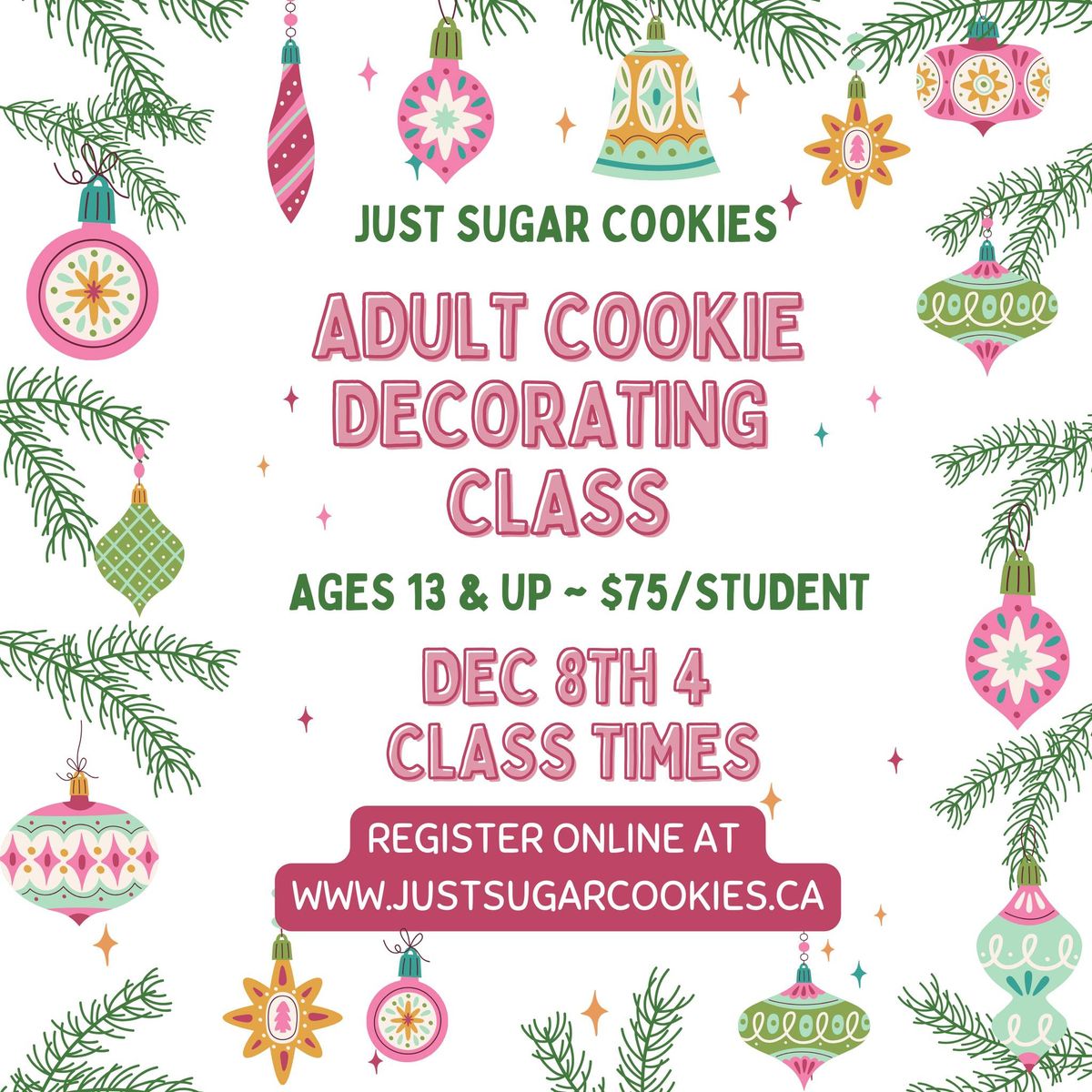 December 8th Cookie Decorating Class - 4 Class times!