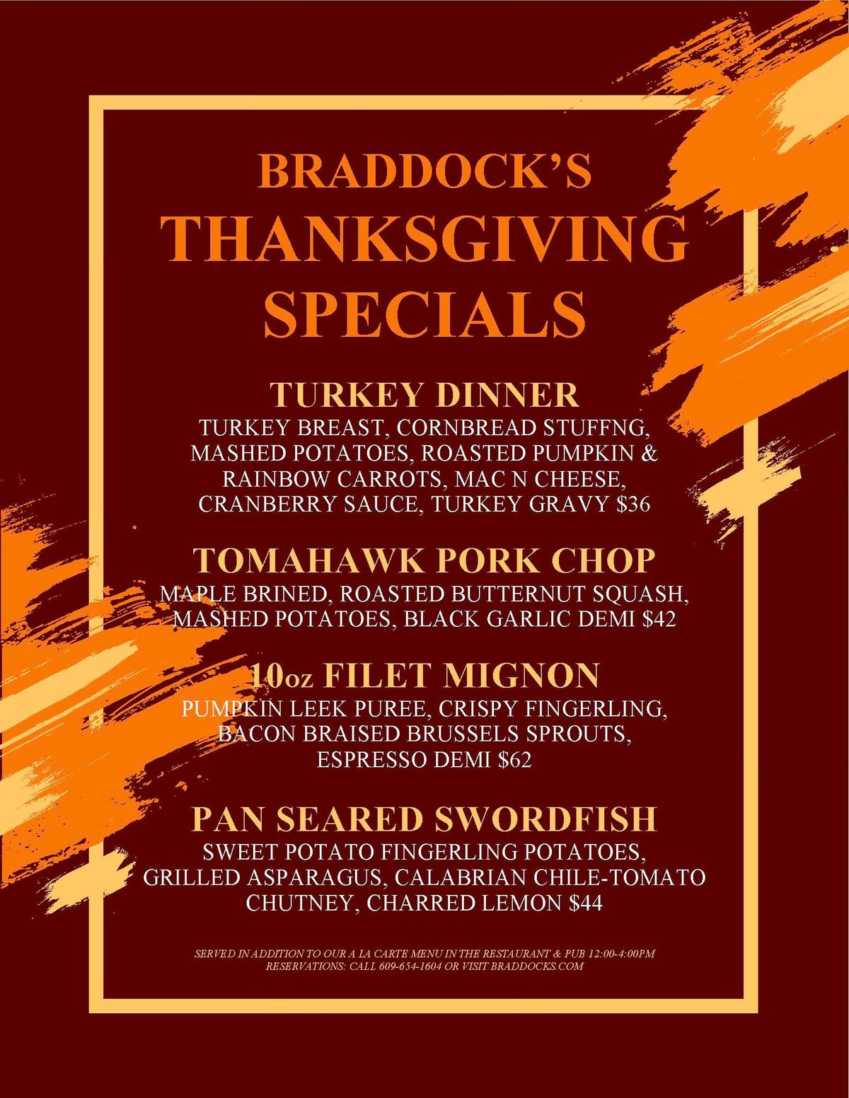 Thanksgiving A La Carte At Braddock's