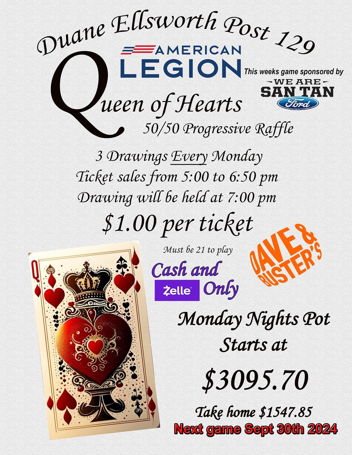 Queen of Hearts 50\/50 Raffle