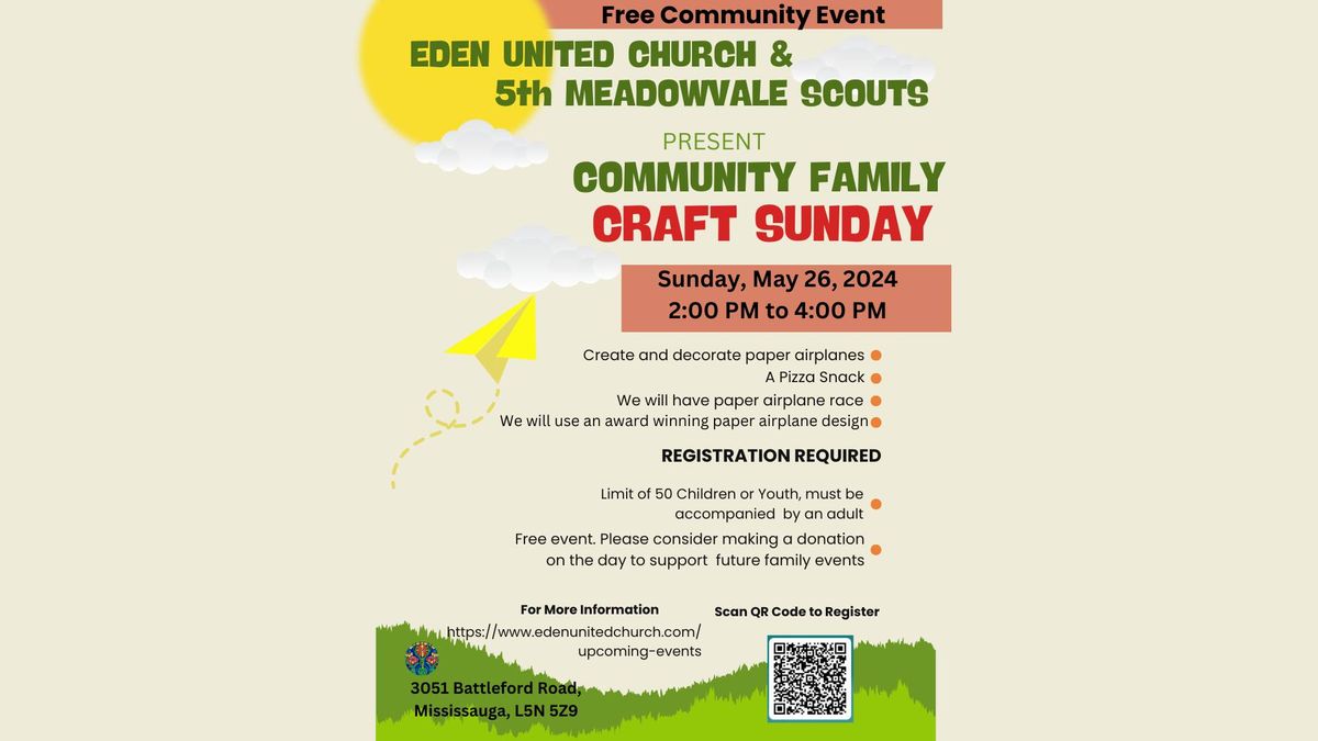 5th Meadowvale Scouts and Eden United Church present Community Family Craft Sunday
