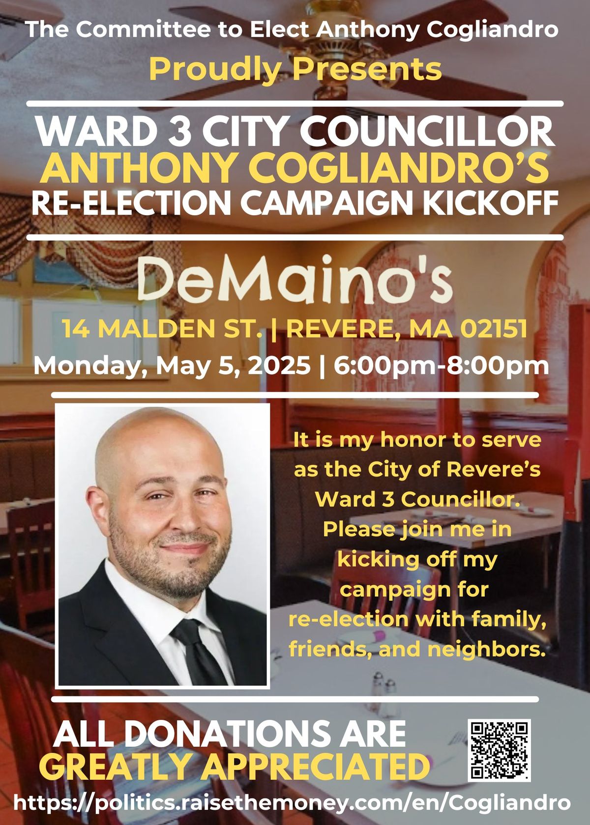 Re-Election Campaign Kickoff Fundraiser!