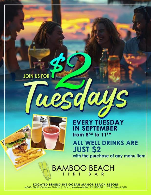 $2 Tuesdays At the Tiki Bar! All September, including Game Nights!