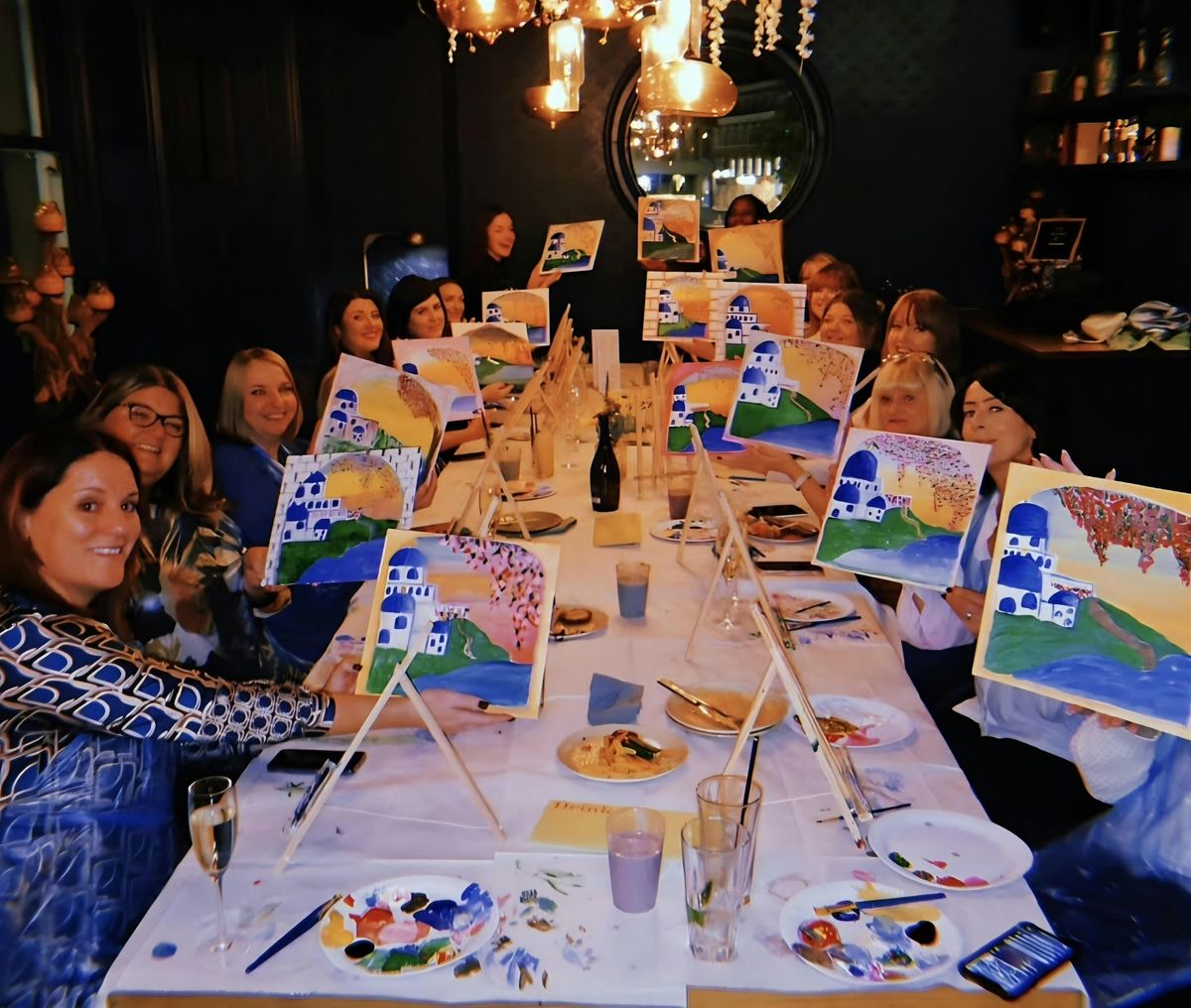 Boozy Brushes, Drag 70\/80s Santorini Sun Sip and Paint Party! Glasgow