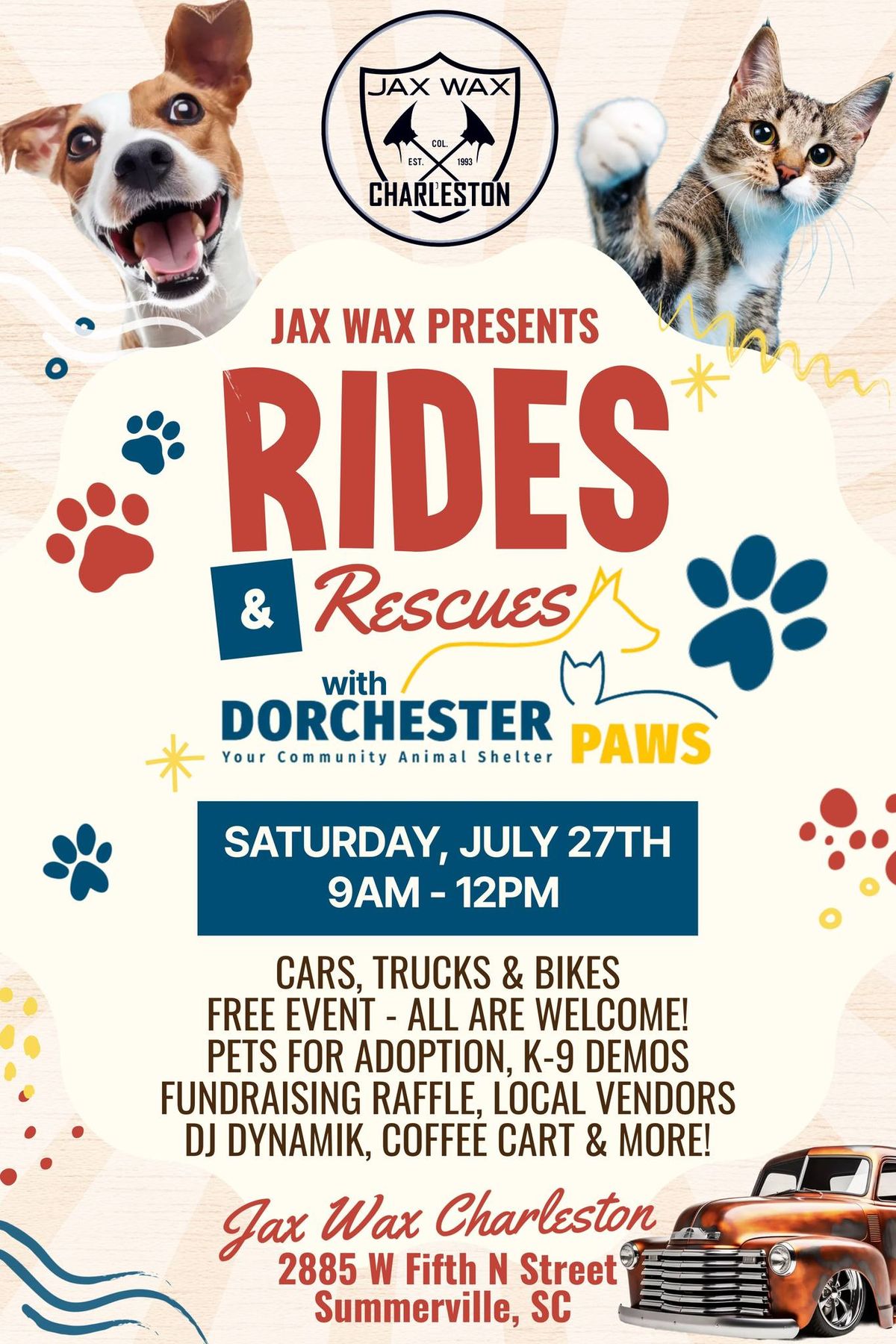 Rides & Rescues at Jax Wax Charleston - Cars & Coffee Adoption Event