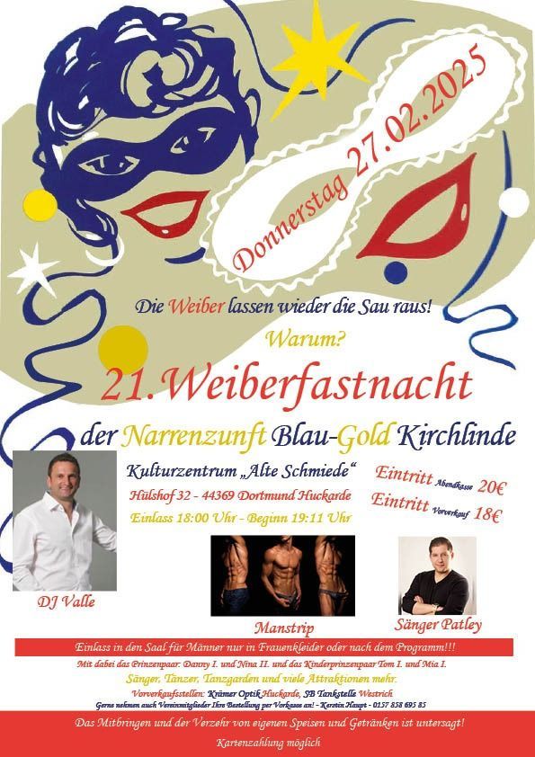 21. Weiberfastnacht der Narrenzunft Blau-Gold Kirchlinde