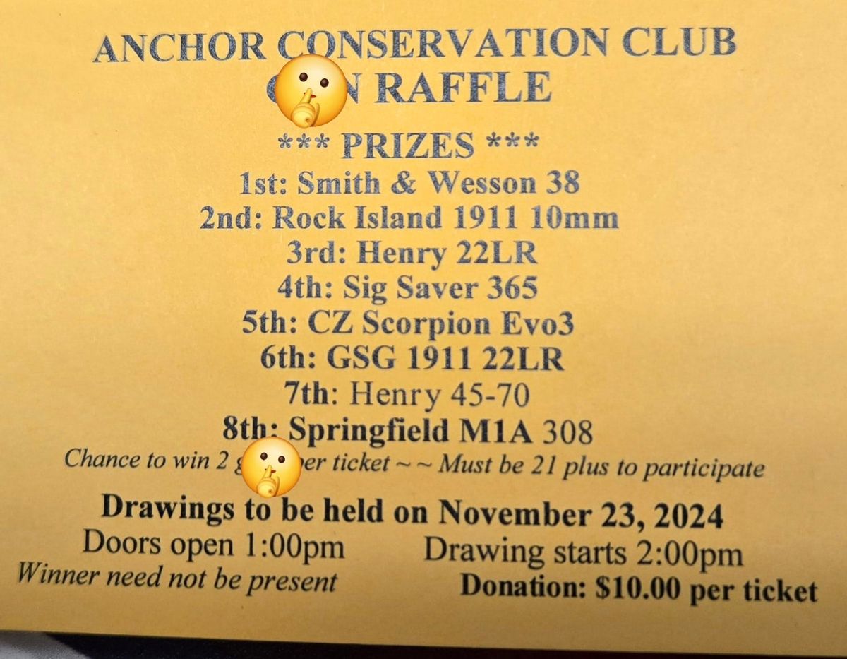 Anchor Conservation Clubs 8 item raffle