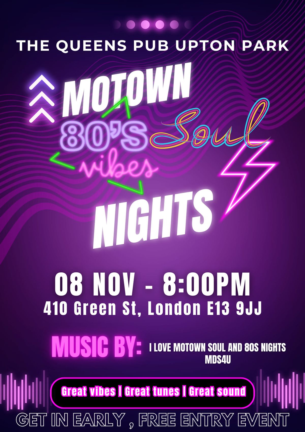 I Love Motown,  Soul and 80s Nights @The Queens Pub Upton Park 