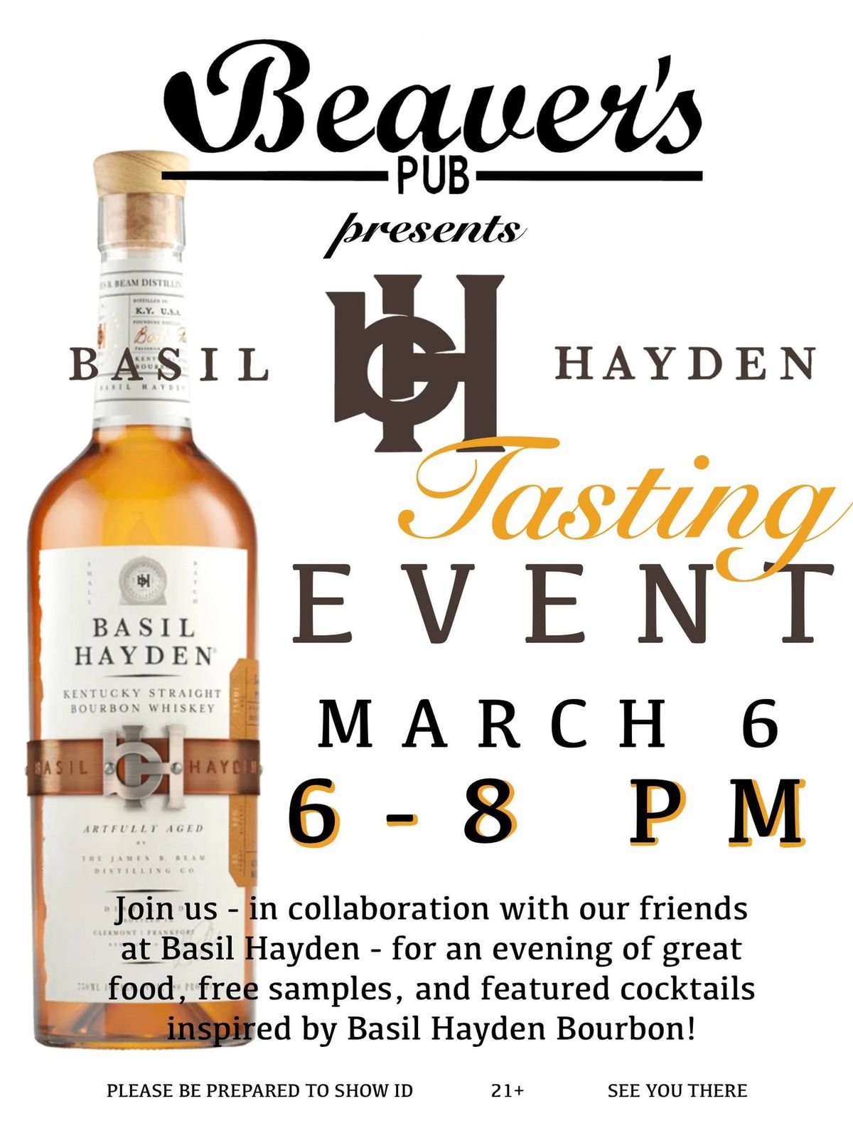 BASIL HAYDEN x BEAVER\u2019S PUB TASTING EVENT