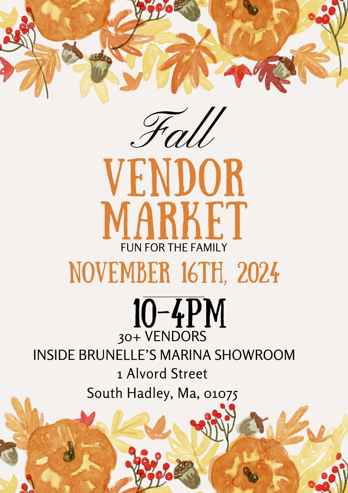 Nov. 16th FALL VENDOR MARKET